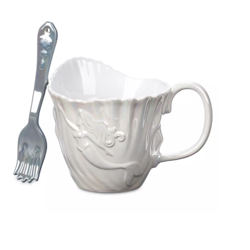 Disney Parks The Little Mermaid 35th Ceramic Coffee Mug w/Dinglehopper Spoon,New